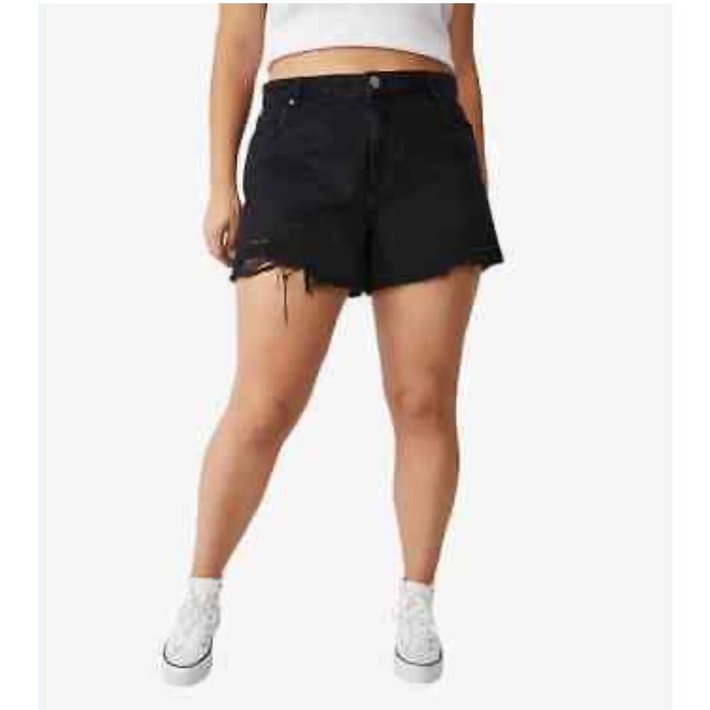 Cotton On Trendy Plus Size A-Line High Rise Denim Shorts Size 18